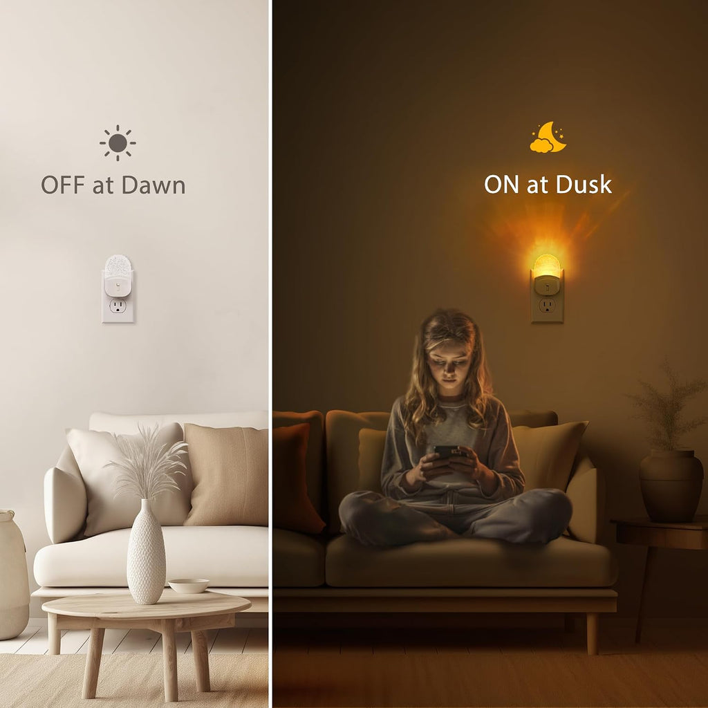 DORESshop Led Night Lights Plug into Wall, 4 Packs Amber Dimmable Dusk to Dawn Night Light for Bedroom, Kids Room, Bathroom