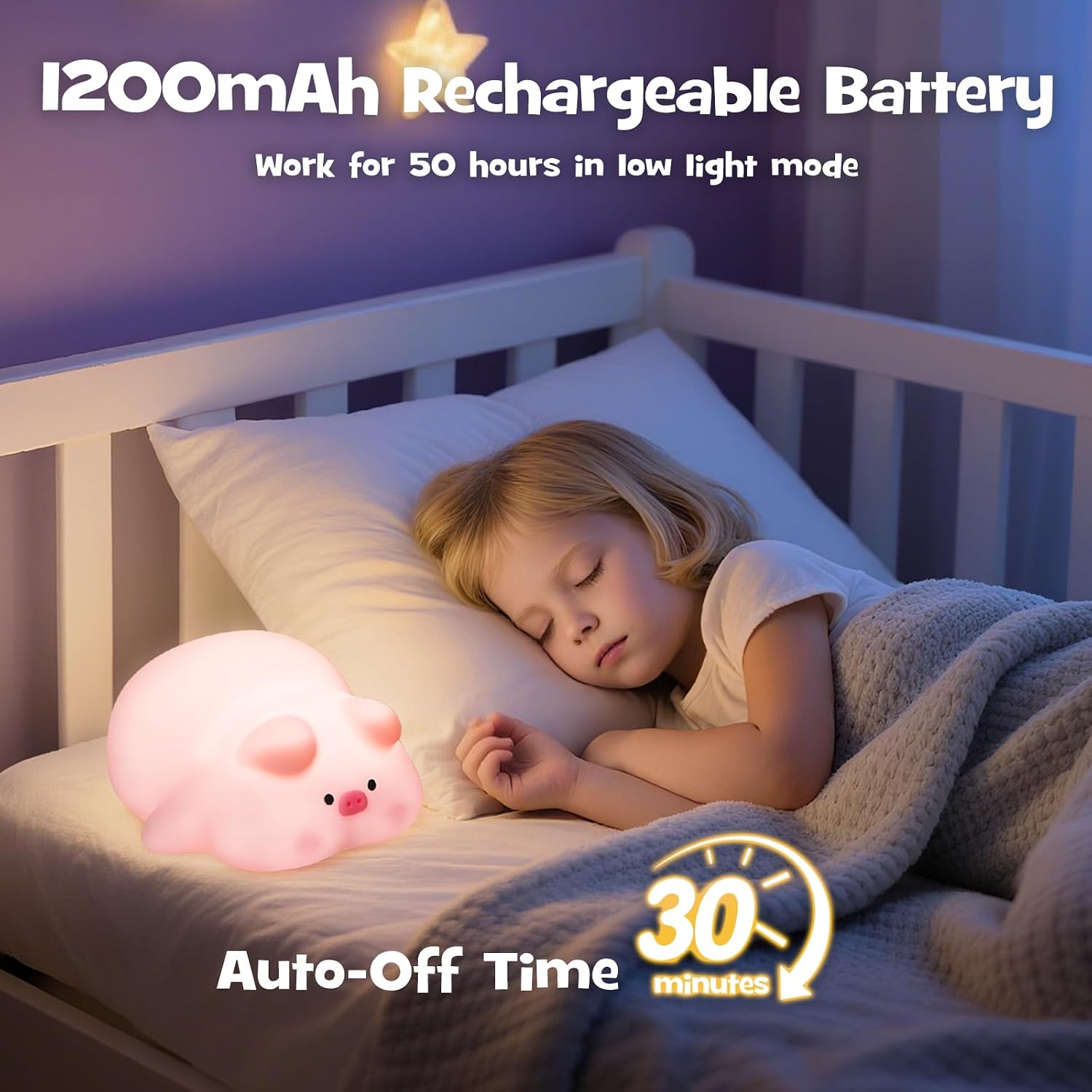 Squishy Pig Night Light 3 Brightness Adjustable Cute Lying Flat Piggy Light with Timer Nursery Breastfeeding Nightlight Rechargeable…