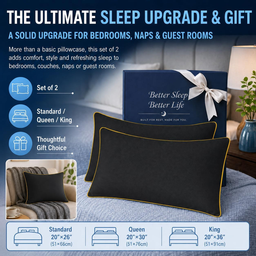Cieltown Cooling Pillow Cases for Hot-Sleepers: Q-Max ≥0.4 Nylon Spandex Cool-to-Touch for Night Sweats - Waffle Weave for Dry & Com…