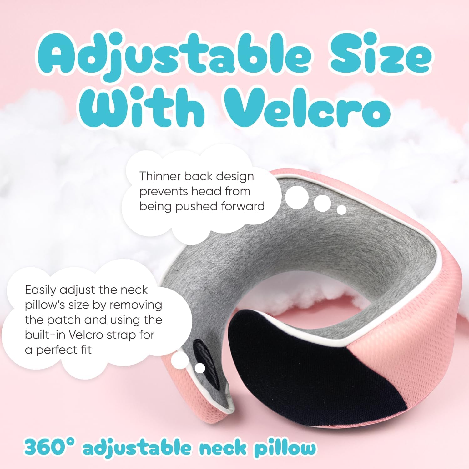 ProGlobe Junior Kids Travel Neck Pillow - Ergonomic Memory Foam Pillow for Airplane, Car, Booster Seat - Soft, Washable, Compact Travel Pil…