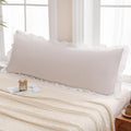Merryword Beige Body Pillow Cover 20x54inches Beige and White Reversible Long Pillowcase Ruffled Body Pillowcases Cute Pillowcase Pillow Sh…