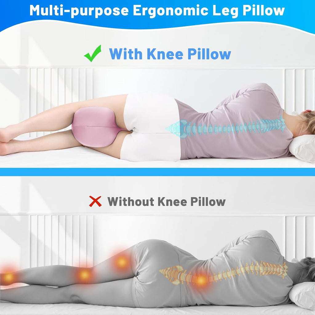 TranquilMoments Knee Pillow for Side Sleepers, Leg Pillow with Washable Cover, Memory Foam Leg Pillow for Side Sleeping, Heart-Shape…