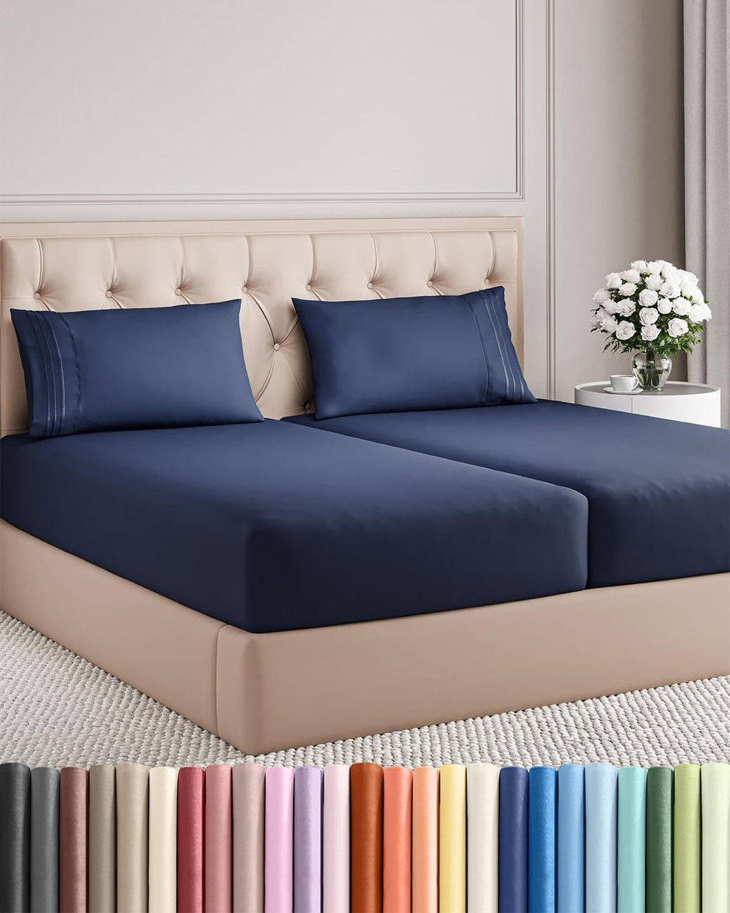 Split King Size 5 Piece Sheet Set - Comfy Breathable & Cooling Sheets - Hotel Luxury Bed Sheets for Women & Men - Deep Pockets, Easy-Fit…