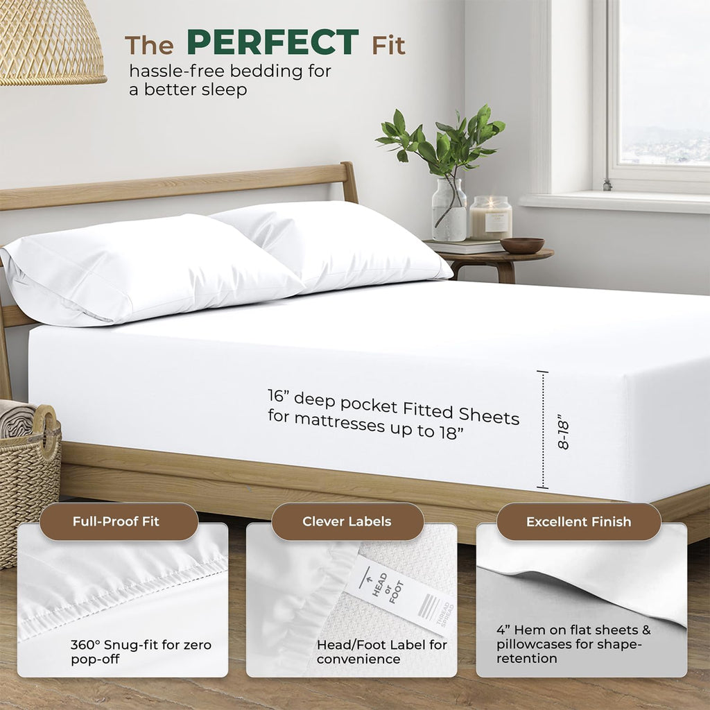 THREAD SPREAD 100% Organic Cotton Sheet Set Pack of 2 - Organic Cotton Queen Size Percale Weave Sheet Set, Soft, Cooling, Crisp &…