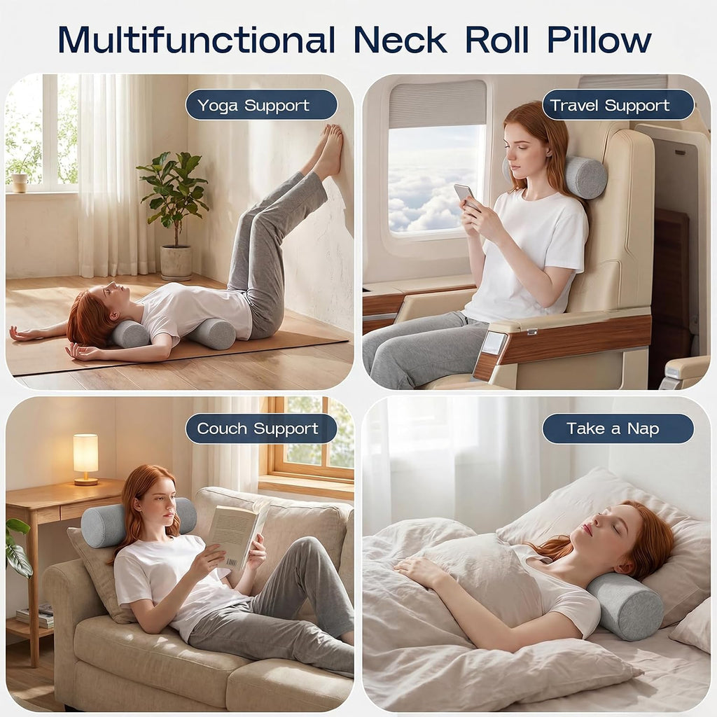 Forcanby Neck Roll Pillow for Neck - Memory Foam Neck Support Pillow for Bed, Cylinder Pillows, Round Neck Pillow for Sleeping, 15.7 * 5 *…