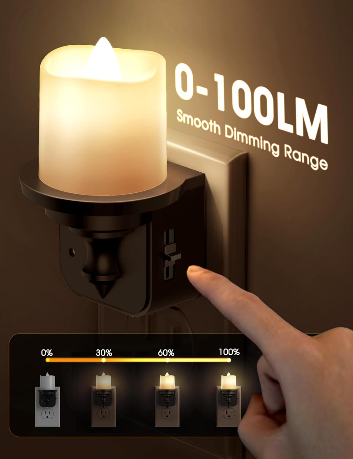 Flameless Candle Night Light, Night Lights Plug into Wall 2 Pack, LED Candle Night Light with Light Sensor, 0-100LM Dimmable Nightlight…