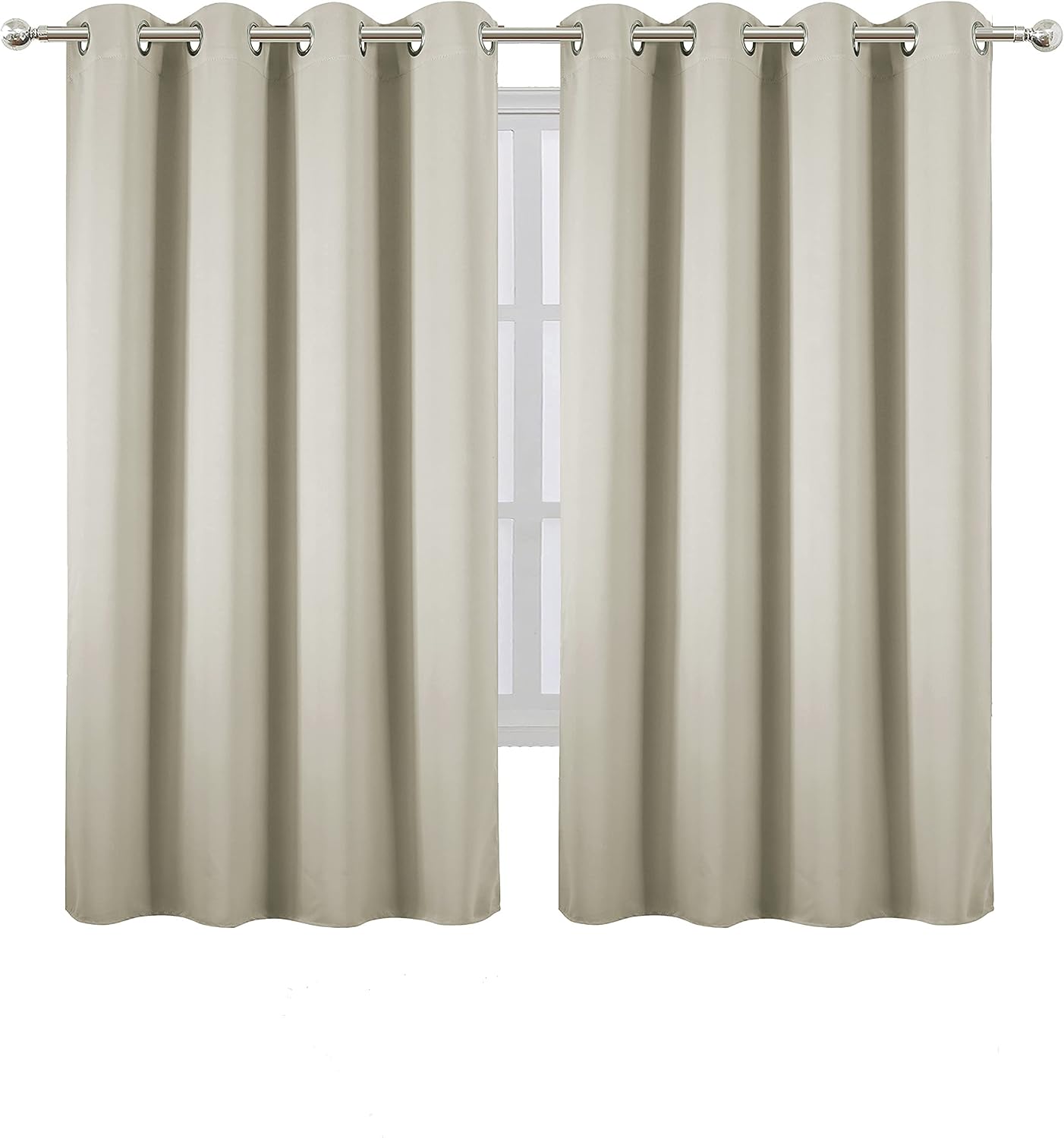 Lemomo Light Beige Thermal Blackout Curtains/52 x 63 Inch/Set of 2 Panels Room Darkening Curtains 63 Inch silver