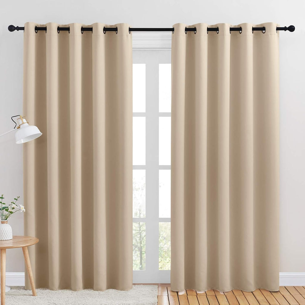NICETOWN Room Darkening Window Curtain Panels, Thermal Insulated Grommet Room Darkening Curtains for Bedroom (Biscotti Beige, 2 Panels…