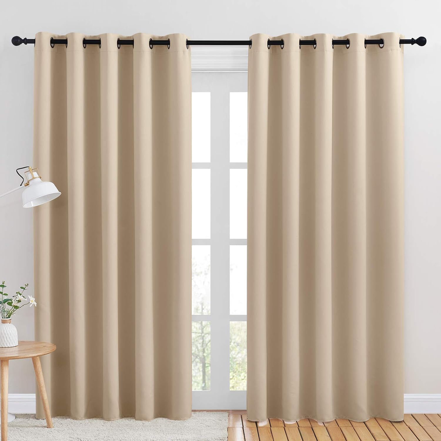 NICETOWN Room Darkening Window Curtain Panels, Thermal Insulated Grommet Room Darkening Curtains for Bedroom (Biscotti Beige, 2 Panels…