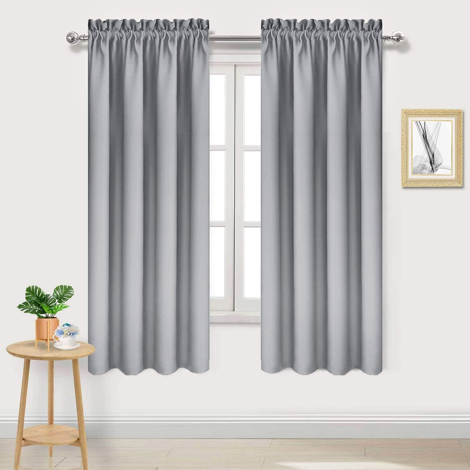 Dwcn Blackout Curtains Room Darkening Thermal Insulated Bedroom Curtains Window Curtain Panels, 38 x 54 inches Long, Set of 2 Silver Grey R…