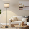 Ambimall 60'' Modern Floor Lamp with Shade, Tall Lamps for Living Room, Bedroom, Office, Dining Room, Beige Lampshade with Black Stripes(Wi…