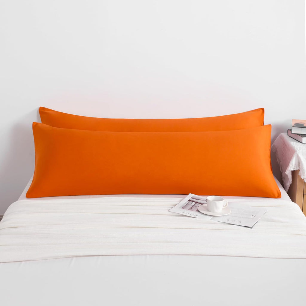 Ntbay Body Pillow Cases Set of 2, 2 Pack Brushed Microfiber 20x54 Pillow Cases, Soft, Wrinkle, Fade, Stain Resistant Orange Pillow Cases wi…