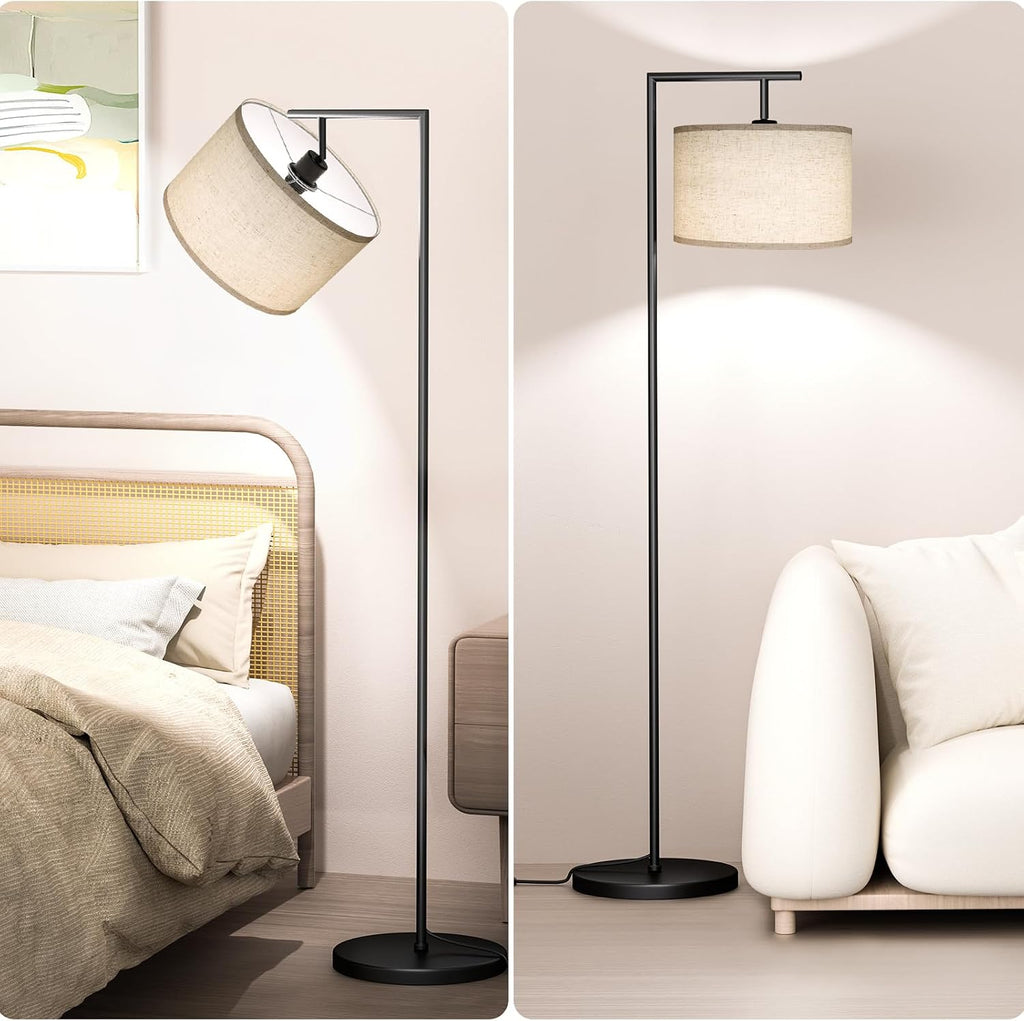 Floor Lamp for Living Room with 3 Color Temperatures Standing Lamp with Adjustable Beige Linen Lampshade Tall Lamps for Bedroom Office…