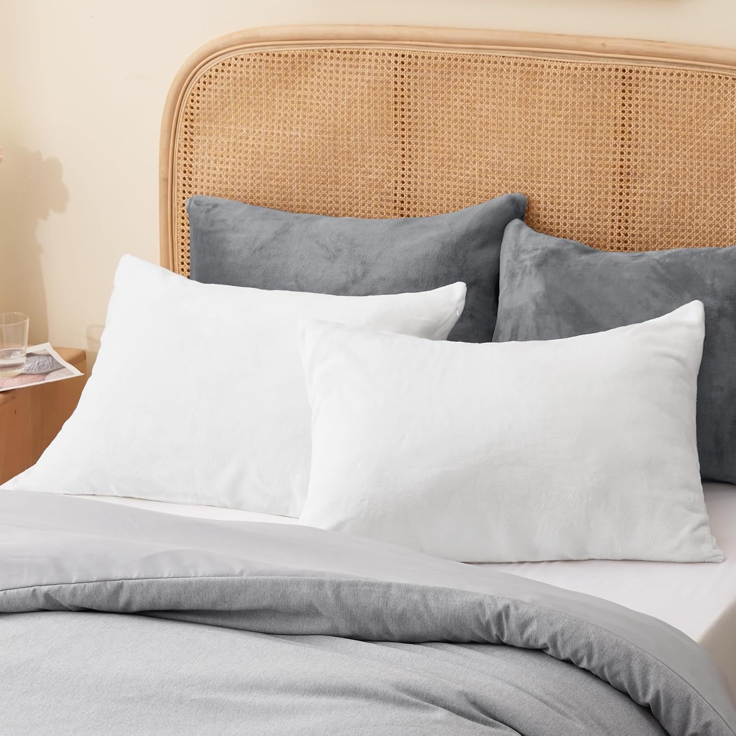 Bedelite Flannel King Size Pillow Cases Set of 2, Super Soft Fleece Pillowcases with Zipper for Bedroom, Sofa, Couch, Luxury Cozy Fuzzy Velv…