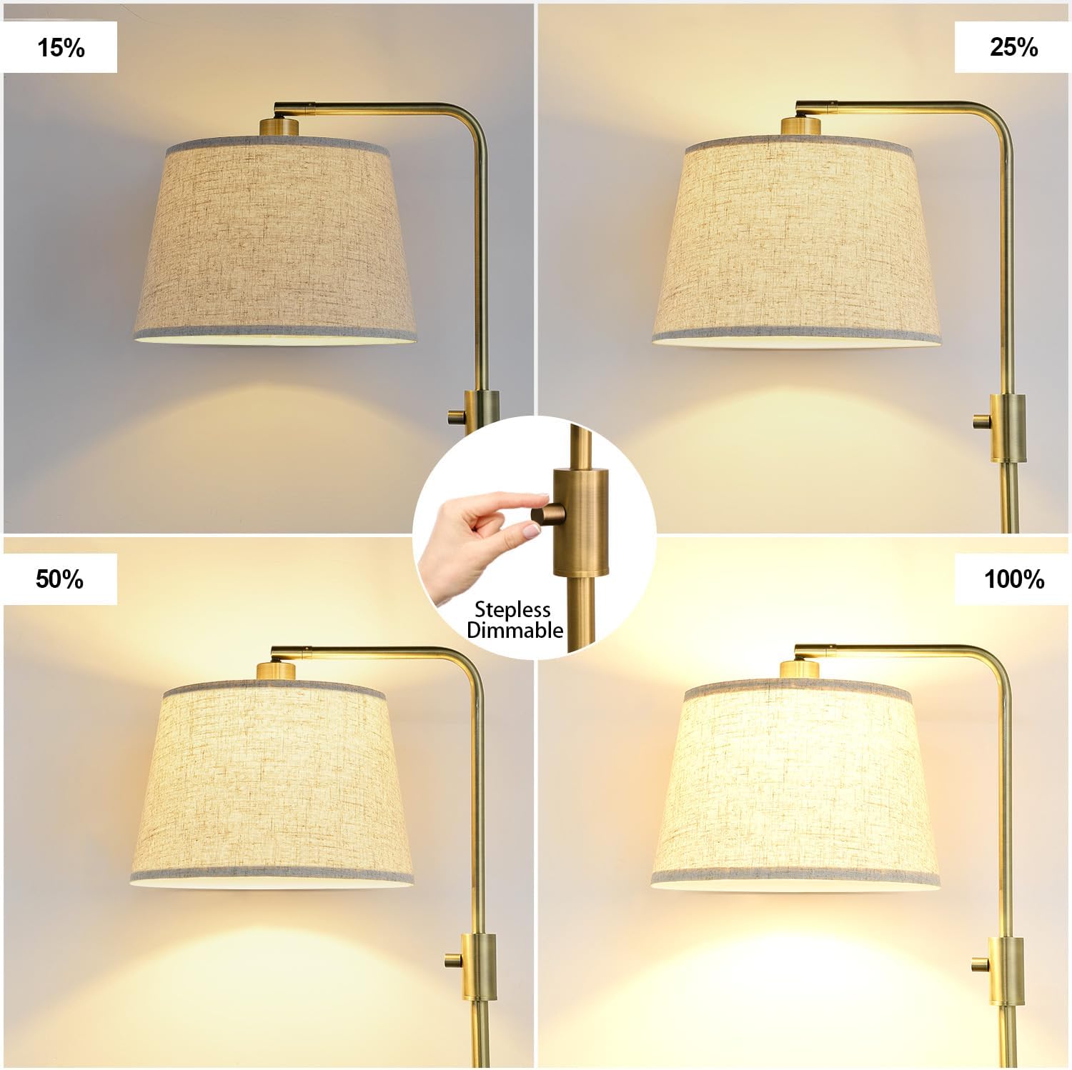 Nintiue Dimmable Floor Lamp, 1000 LM LED Edison Bulb Included, Arc Floor Lamps for Living Room Modern Standing Lamp Tall Lamps for Living…