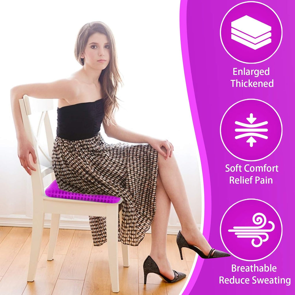KYSMOTIC Gel Seat Cushion for Long Sitting (Large & Thick), Soft & Breathable, Gel Cushion for Wheelchair, Gel Chair Cushion for Hip…