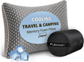 fulocean Cooling Shredded Memory Foam Pillow for Camping & Travel, Small Compressible Adjustable Gel Bed Pillow for Medium Firm Neck…