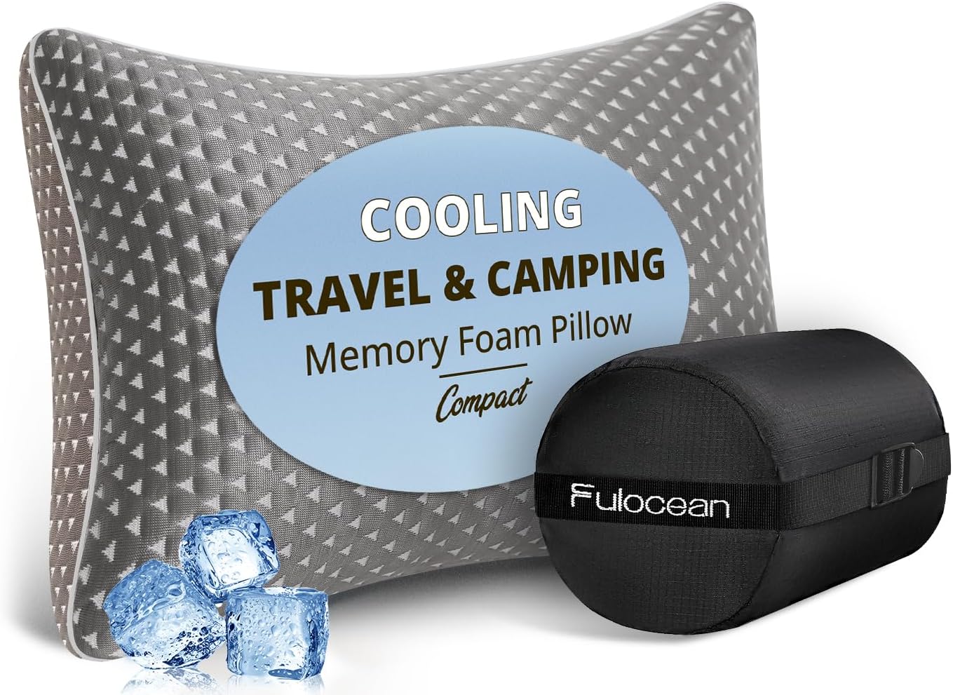 fulocean Cooling Shredded Memory Foam Pillow for Camping & Travel, Small Compressible Adjustable Gel Bed Pillow for Medium Firm Neck…