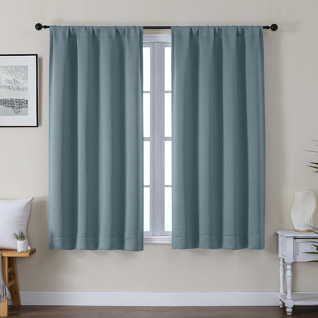 Gwine Stone Blue Blackout Curtains for Bedroom 54 Inches Long, Thermal Insulated Room Darkening Curtains for Living Room Each 40" Wx54 L…
