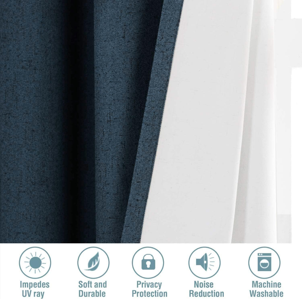 H.VERSAILTEX Linen Blackout Curtains 45 Inches Long 100% Absolutely Blackout Thermal Insulated Textured Linen Look Curtain Draperies…
