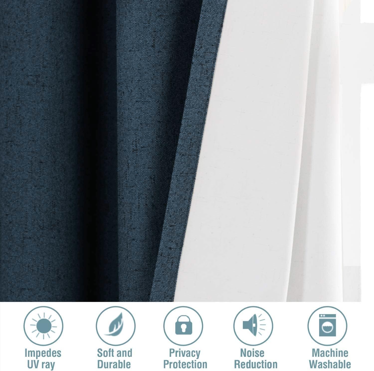 H.VERSAILTEX Linen Blackout Curtains 54 Inches Long 100% Absolutely Blackout Thermal Insulated Textured Linen Look Curtain Draperies…