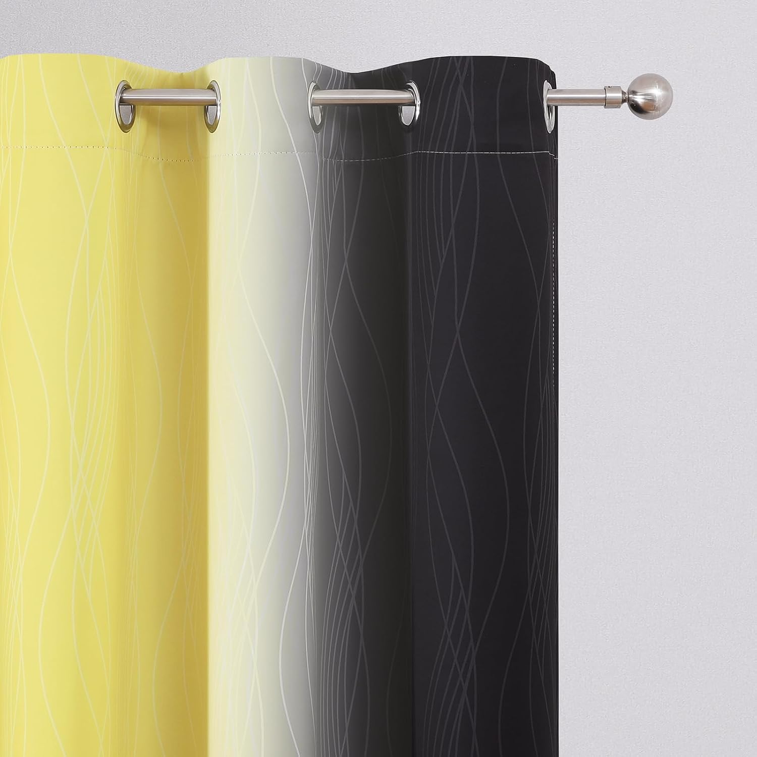 Estelartextiler Estelar Textiler Black and Yellow Blackout Curtains for Living Room, Full Room Darkening Ombre Curtains for Bedroom, Therma…