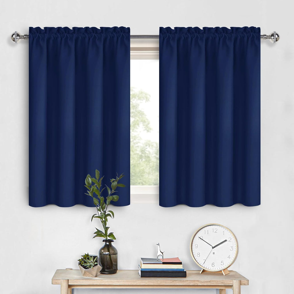 DWCN Short Curtains for Bathroom Windows 36 inches Length 2 Panels Set, Half Small Window Blackout Curtains for Kitchen, Rod Pocket…