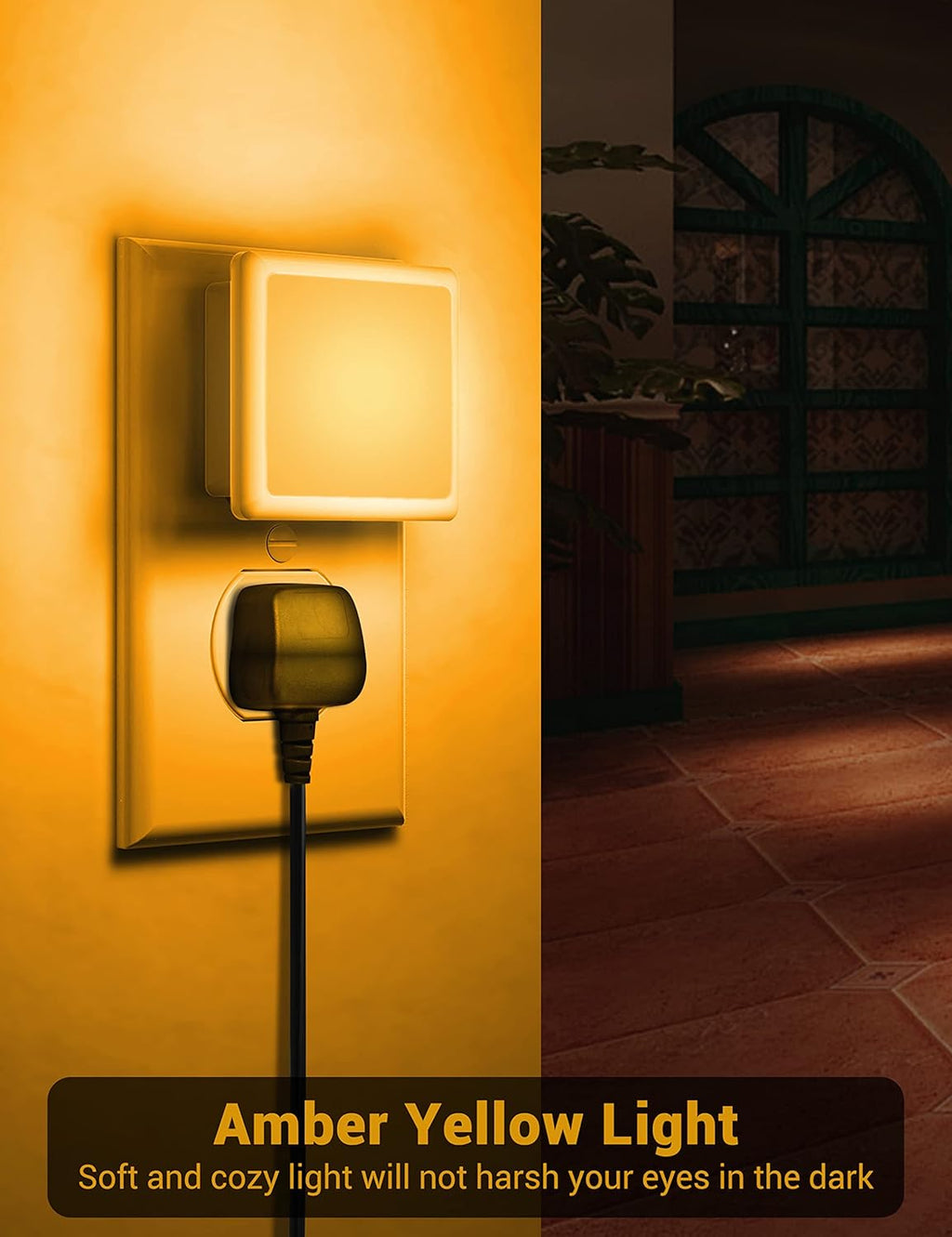 JandCase Amber Night Light[2 Pack], Night Lights Plug into Wall, LED Plug in Nightlight with Dusk-to-Dawn Sensor, 0.3W Dim Night Light…