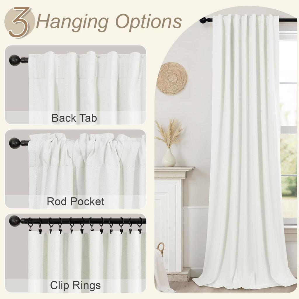 Pitalk 102 Inch Blackout Curtains 2 Panel Set Length Modern Decorative Dark Out Curtain for Bedroom Heat Cold Blocking Window Thermal Insul…
