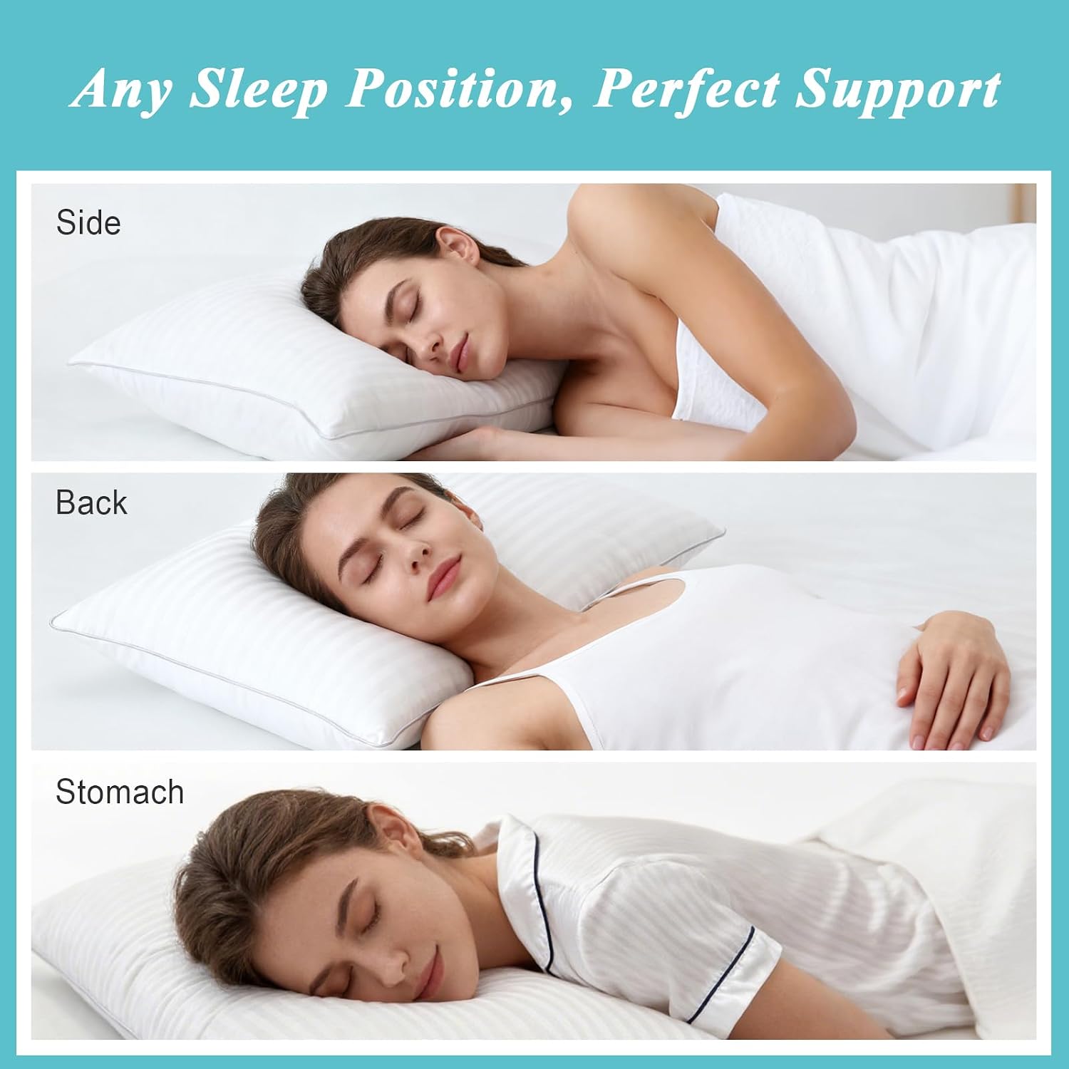 Bed Pillows Queen Size Set of 2-100% Cotton Cover, Down Alternative Gel Polyfill Filled, Flat Soft Medium Adjustable Hotel-Style Pillow…