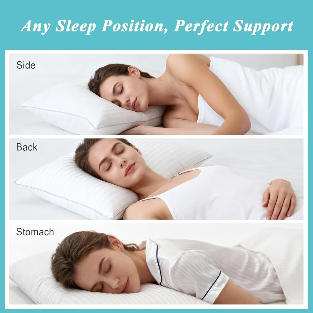 Bed Pillows Standard Size Set of 2-100% Cotton Cover, Down Alternative Gel Polyfill Filled, Twin Soft Medium Adjustable Hotel-Style…