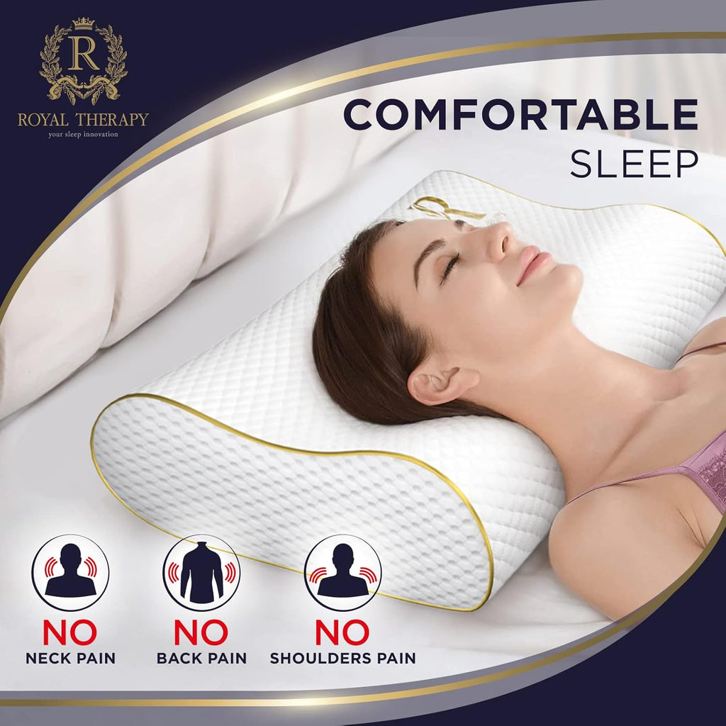 Royaltherapy Royal relaxation Memory Foam Pillow, Queen Neck, Contour Cervical Pillow, for Neck and Shoulder Pain, Side, Back and…