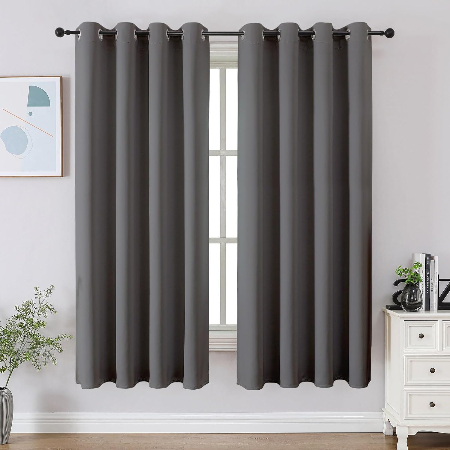 CUCRAF Light Grey Blackout Curtains 54 inch Length 2 Panels Set, Room Darkening Drapes for Living Room Bedroom, Thermal Insulated Light…