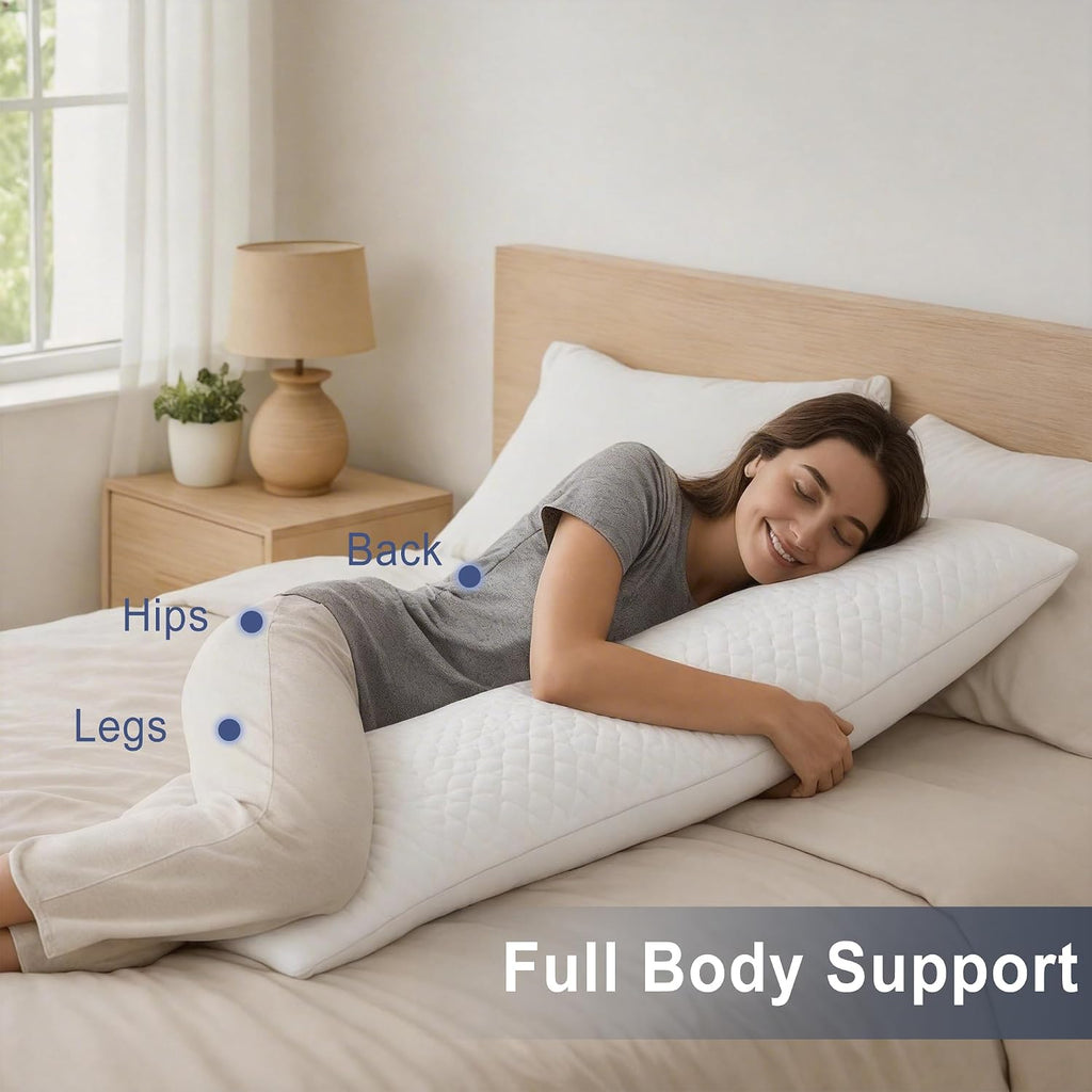 Dwcn Adjustable Body Pillow for Adults - 20x54 Inch Shredded Memory Foam Body Pillow with Removable & Washable Pillowcase, Full Body Suppor…