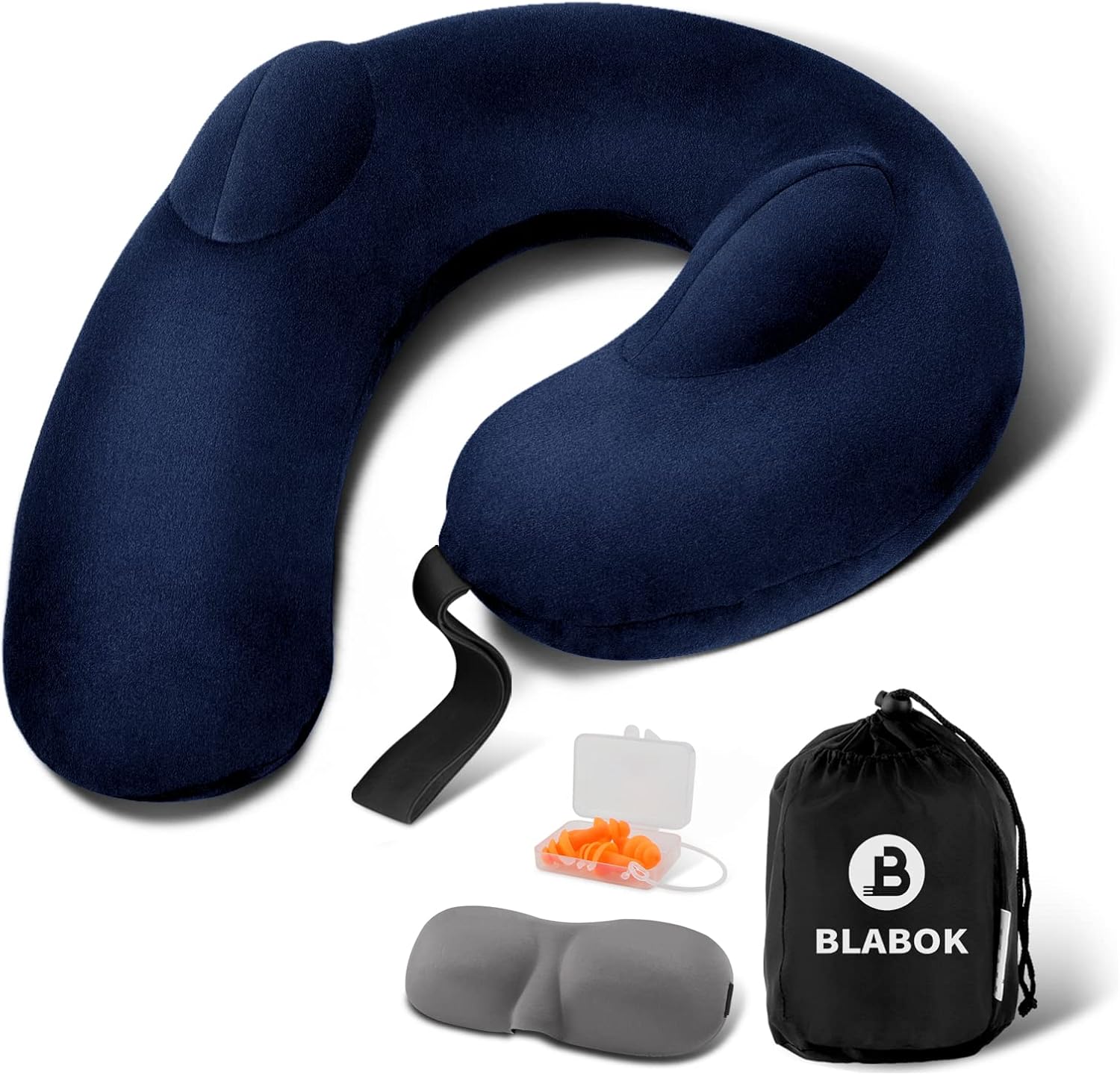 Patented Design Inflatable Travel Neck Pillow – Airplane Neck Pillow with 360° Head & Neck Support, Soft Washable Velvet Cover, Compact…