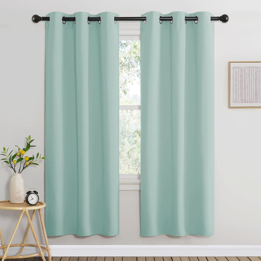 Nicetown Aqua Blue Bedroom Curtains 72 inches Long, Grommet Blackout Thermal Insulated Window Treatment Room Darkening for Bedroom/Home Off…