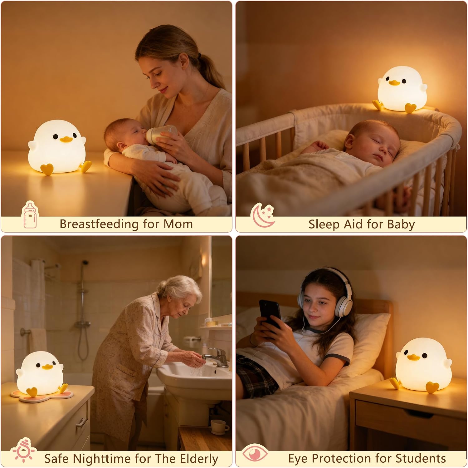 FAMIDUO-BrightenYourLife FAMIDUO Duck Night Light, Cute DoDo Duck Lamp, Squishy Silicone Dimmable Bedside Light for Baby Kids Nursery with…