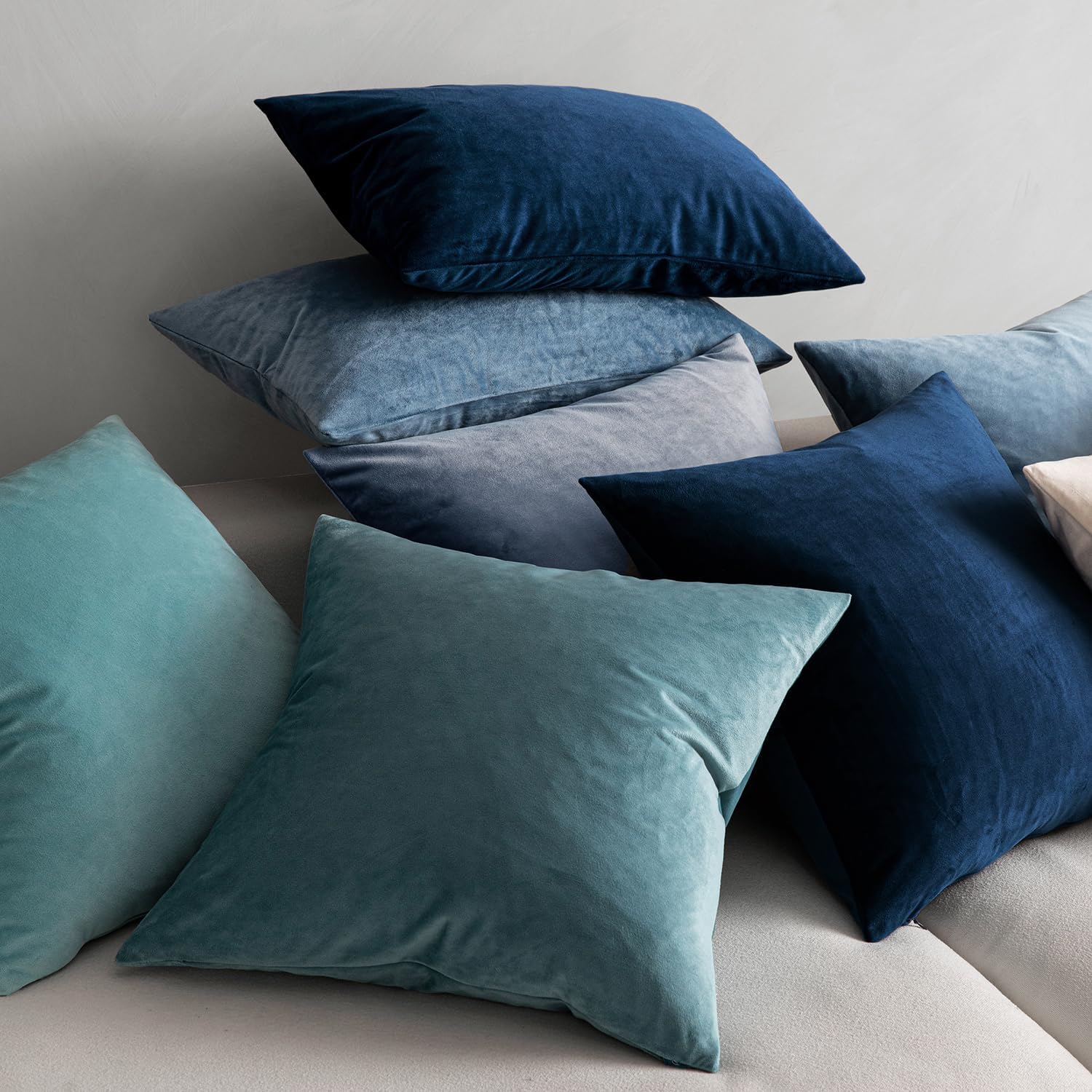 MIULEE Velvet Throw Pillow Covers 16x16 Inch, Pack of 2 - Dark Blue, Soft Solid Decorative Pillow Covers Farmhouse Modern Home Decor for…