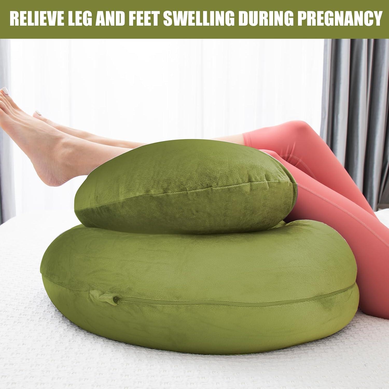 1 MIDDLE ONE Pregnancy Pillow, C Shaped Full Body Pregnant Women Sleeping Pillow for Maternity Support with Cover (Green)