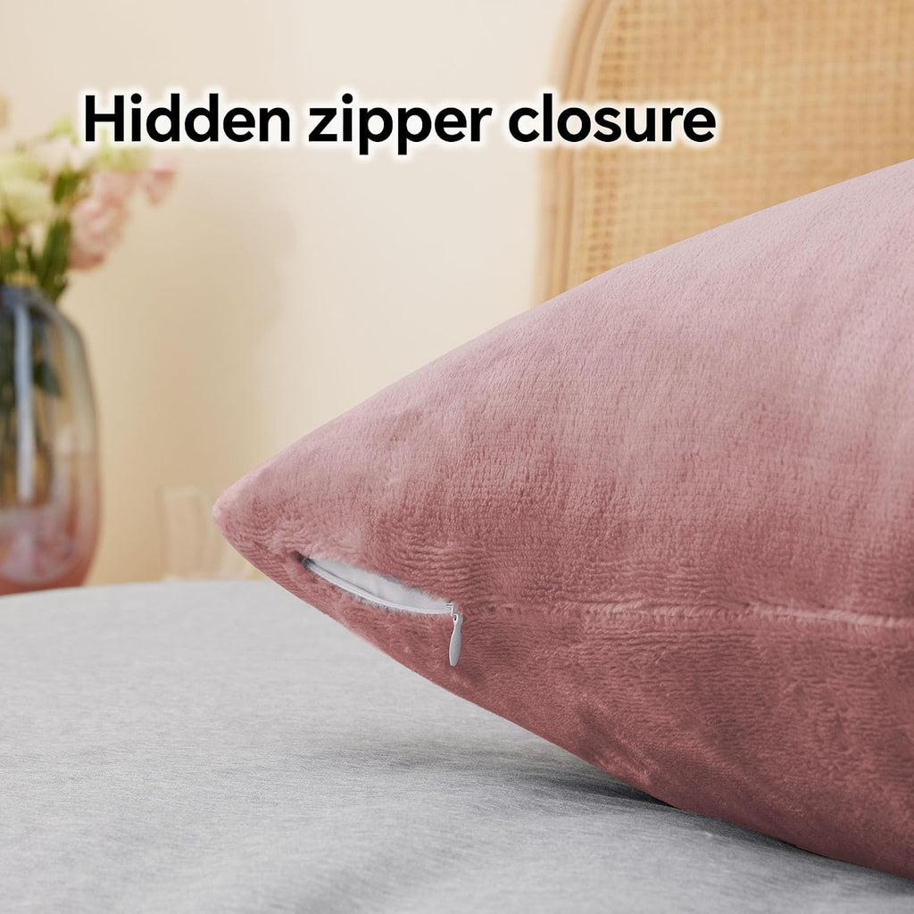 Bedelite Flannel King Size Pillow Cases Set of 2, Super Soft Fleece Pillowcases with Zipper for Bedroom, Sofa, Couch, Luxury Cozy Fuzzy Velv…