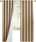 NICETOWN 100% Absolutely Blackout Linen Curtains with Thermal Insulated White Liner, Camel, 62" Wide, 2 Pieces, Privacy Vertical Window…