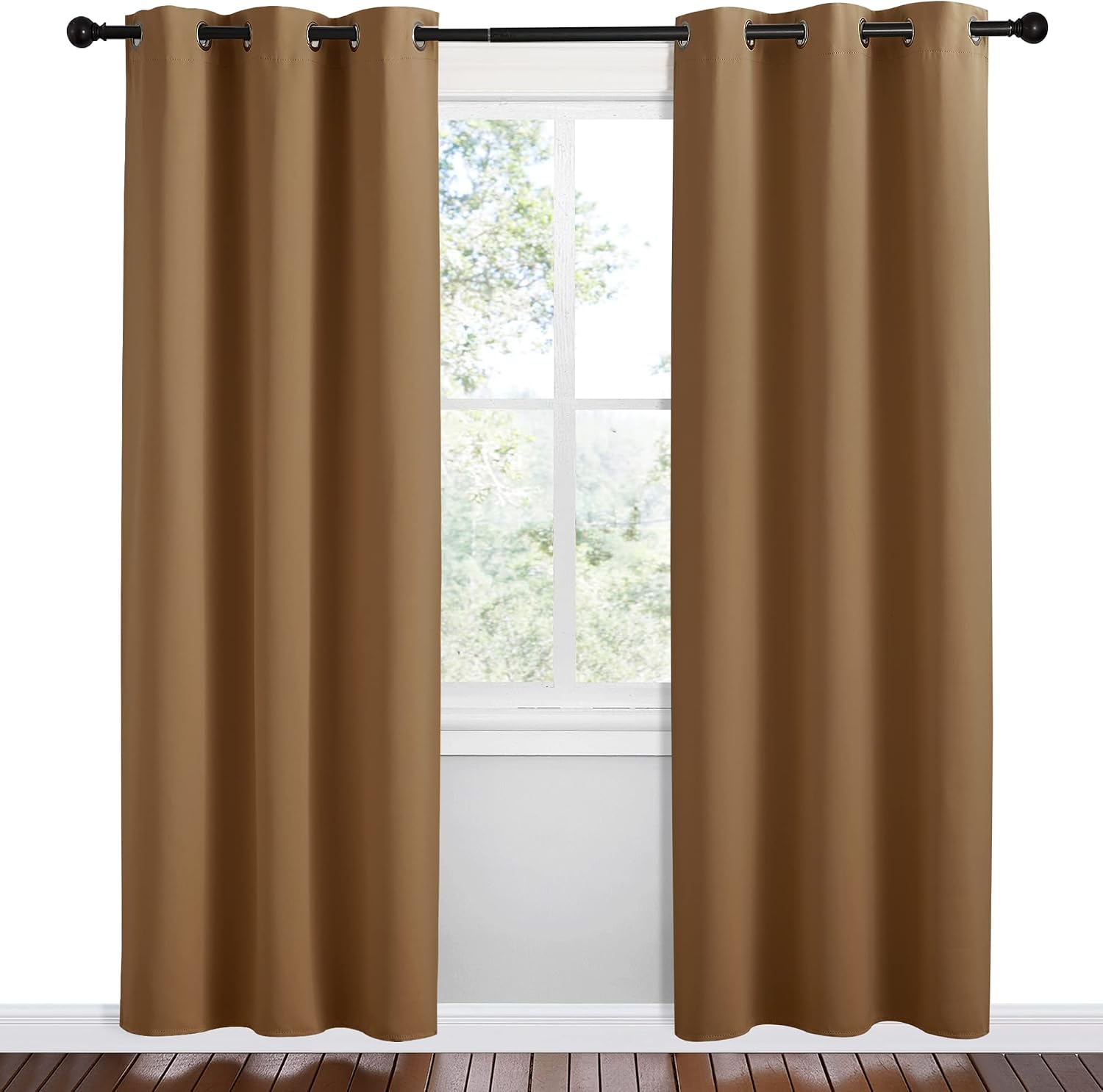 NICETOWN Sleek Blackout Curtains 78 inches Length for Small Windows, 2 Panels, Gold Brown, W42 x L78 -Inch, Noise Reducing and Block…