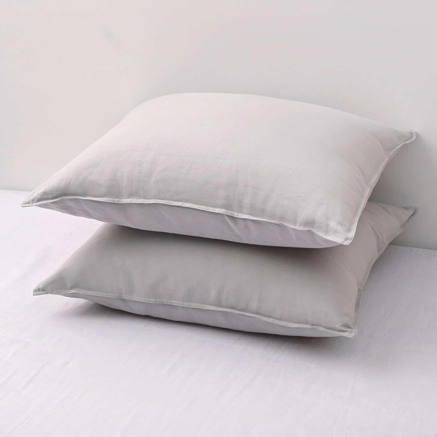 Chuffed Linen Pillowcases 2 Pack 100% Linen Standard Pillow Cases, Breathable and Cooling Washed Pillowshams with Zipper Closure, 20x26 Inc…