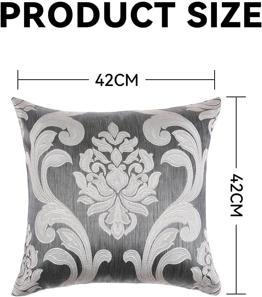 Napearl Throw Pillow Covers-Set of 2 with Silver Grey White Damask Jacquard Patterns Decorative Pillowcase for Couch, Sofa, Bed, Attractive…