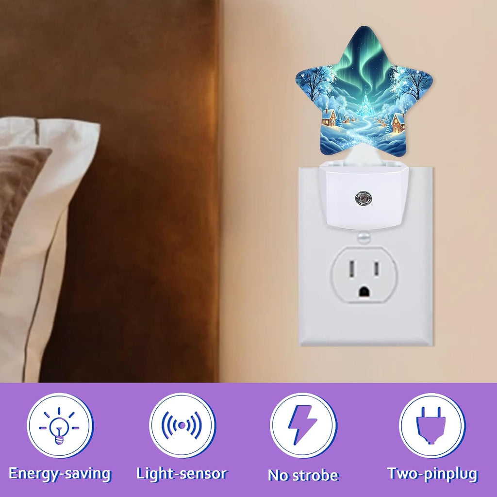 Energy Efficient Nightlights Plug in Wall, Winter Village Night Light for Kids Bedroom Decorative, Dreamy Polar Lights Dusk-to-Dawn…
