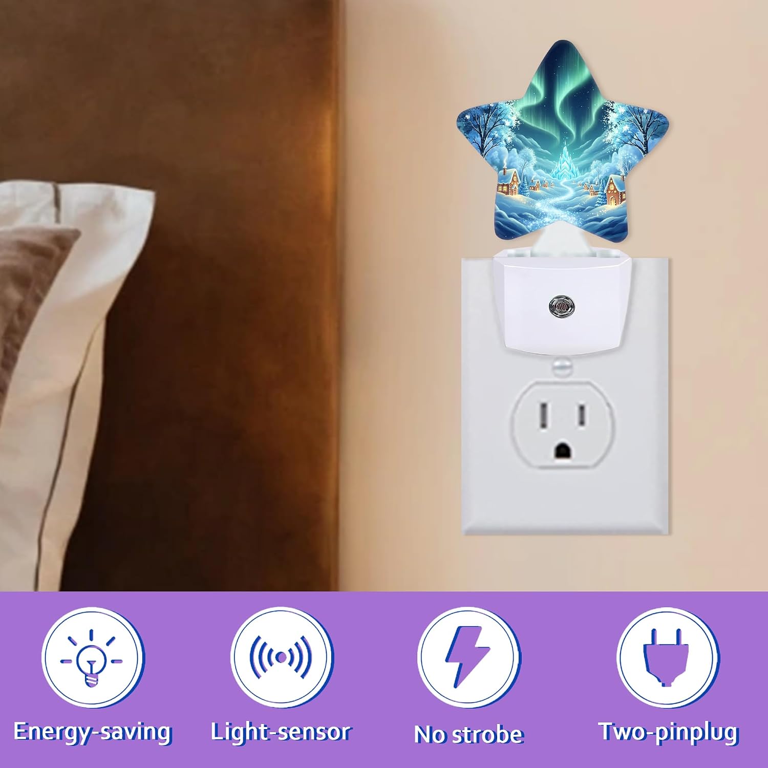Energy Efficient Nightlights Plug in Wall, Winter Village Night Light for Kids Bedroom Decorative, Dreamy Polar Lights Dusk-to-Dawn…