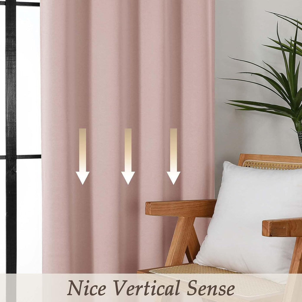 Gwine Valentine's Day Blush Pink Blackout Curtains for Bedroom 84 inches Long 2 Panels Set, Solid Noise Reducing Thermal Insulated…