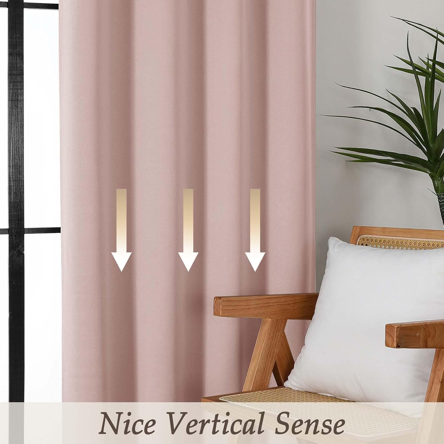 Gwine Blush Pink Blackout Curtains for Bedroom 90 inches Long 2 Panels Set, Solid Noise Reducing Thermal Insulated Blackout Curtains for…