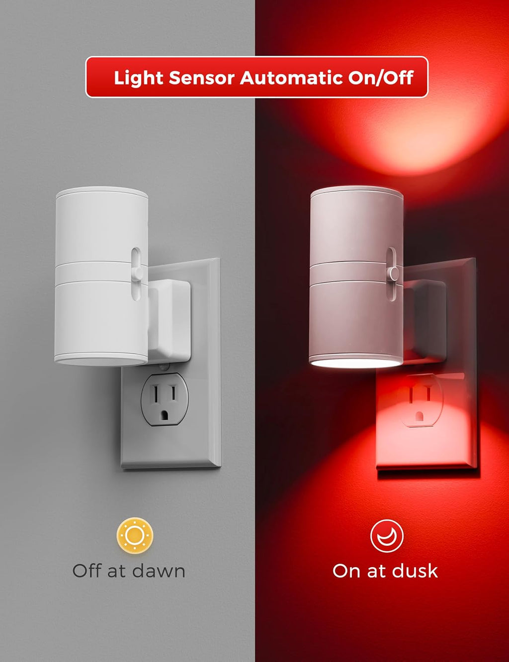 L LOHAS LED Night Light, Red Night Lights Plug into Wall, LED Nightlights, Light Sensor, Steep Aid Red, Dimmable Nightlight for…