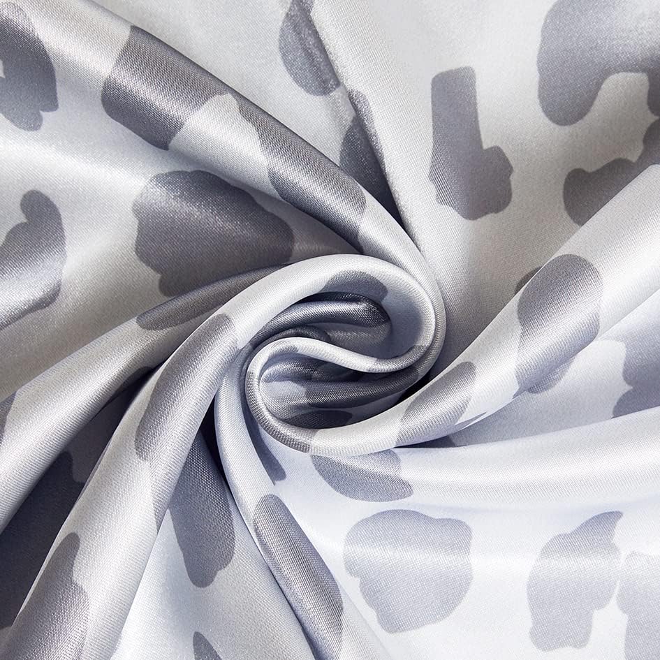 Lcbd Satin Pillowcase for Hair and Skin, Grey Leopard Printed Pillow Cases Set of 2, Standard Size Cheetah Print Silk Satin Pillow Covers f…